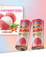 330ml SunSip Lychee Popping Boba Juice Drink | OEM Bubble Tea Supplier