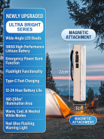 Magnetic USB Rechargeable LED Tube Light, Super Bright Emergency Lamp for Power Outage, Portable Camping Work Light for Night Market Stall