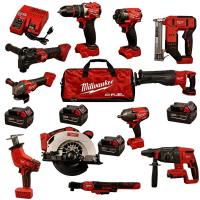 Milwaukee FUEL 10-in-1 Combo Kit, Auto Repair Power Tool Set, Complete Kit with 4 Batteries, Fast Charger & Carrying Bag