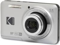 كاميرا Kodak PIXPRO FZ55-BK بمستشعر CMOS بدقة 16 ميجابكسل، وتقريب بصري 5x، وعدسة واسعة الزاوية 28 مم، وتسجيل فيديو بدقة Full HD 1080p، وشاشة LCD مقاس 2.7 بوصة (مثالية لمدونات الفيديو/Vlogging).