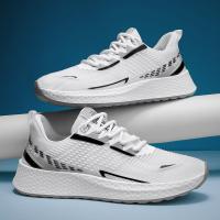 Light Weight Running Sporting Plain White Sport Shoes Fashion Trendy Casual Sneakers for Men