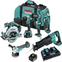 Makita 18V LXT Lithium-Ion Brushless Cordless 6-Pcs Combo Kit (5.0Ah)-Makitas