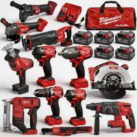 New Arrival Milwaukee Fuel 12-piece Tool Kit 5pc Batteries High Quality DrillTool Set Machinery Maintenance 18-In-1 Tool Kit