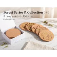 Custom Embroidered Cork Fabric Coasters, Double-Sided Cork Sandwich Heat Resistant Drink Coasters For Home & Gift