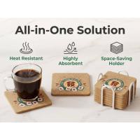 Square Cork Coaster, Non-Slip Heat Resistant Custom Embossed Logo Drink Coaster Wholesale OEM for Promotional Gift Home Bar Hotel