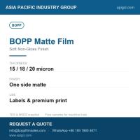 BOPP Matte Film 15 Micron Matte White Matte Surface On One Side