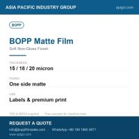 BOPP Matte Film 20 Micron Matte White Matte Surface On One Side