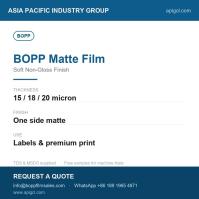 BOPP Matte Film 25 Micron Matte White Matte Surface On One Side