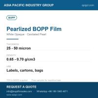 BOPP Pearlized Film 25 Micron Pearl White Pearlized Cavitated Core