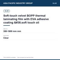 Soft-touch velvet BOPP thermal laminating film with EVA adhesive coating &soft touch oil