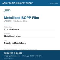 Metallized BOPP Film 18 Micron Silver Vacuum Metallized Aluminium Layer