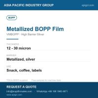 Metallized BOPP Film 40 Micron Silver Vacuum Metallized Aluminium Layer