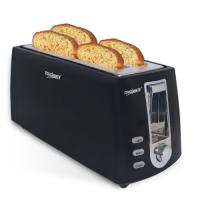 TOUCHMATE 4 Slice Retro Toaster - 800W, Electronic Control for Reheat, Defrost & Stop Functions, Black (TM-TS400B)