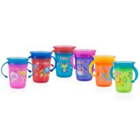 Nuby Any Angle Sip 360° WONDER Cup W/ Handle & Cover 240ML 6m+