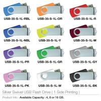 Silver Swivel USB Flash Drive (1 side Printing)- USB-35-S-1L