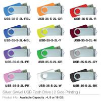 Silver Swivel USB Flash Drive (2 side Printing)- USB-35-S-2L
