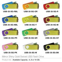 Mirorr Shining Gold Swivel USB Flash Drive- USB-35-SG