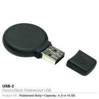 Round Black Rubberized USB (USB-2)