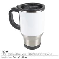 14oz Stainless Steel Mugs- With White Printable Area 150-W