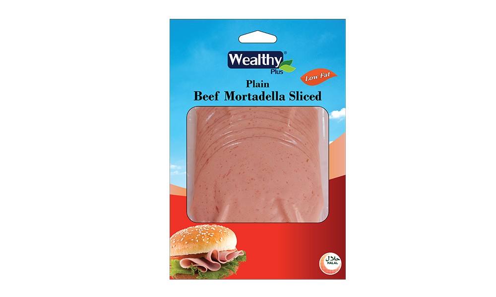 Plain beef mortadella sliced