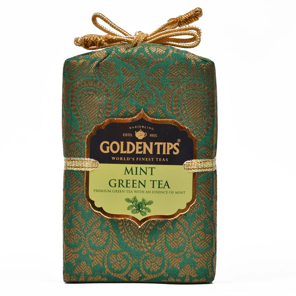 Mint green tea - royal brocade cloth bag
