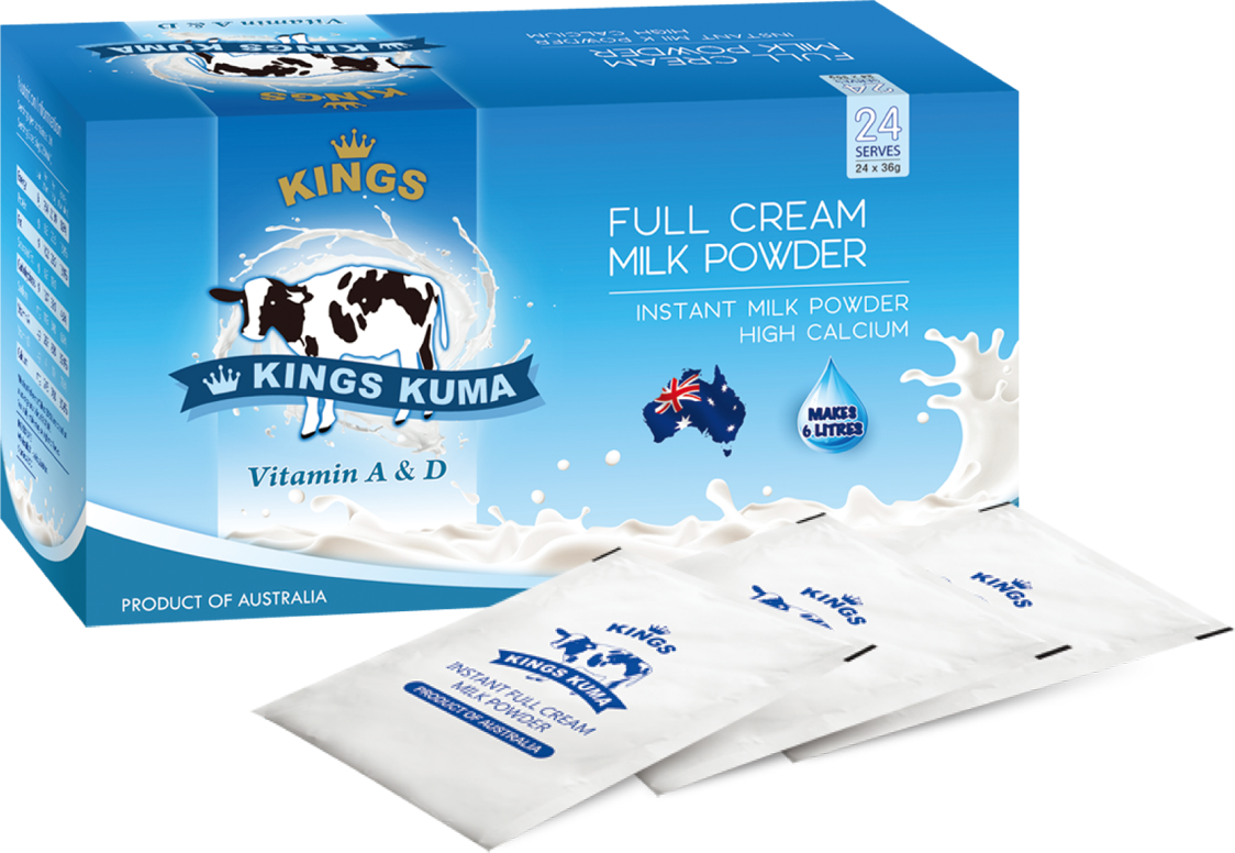 Kings Kuma FULL CREAM MILK POWDER Sachet Box - VITAMIN A & D