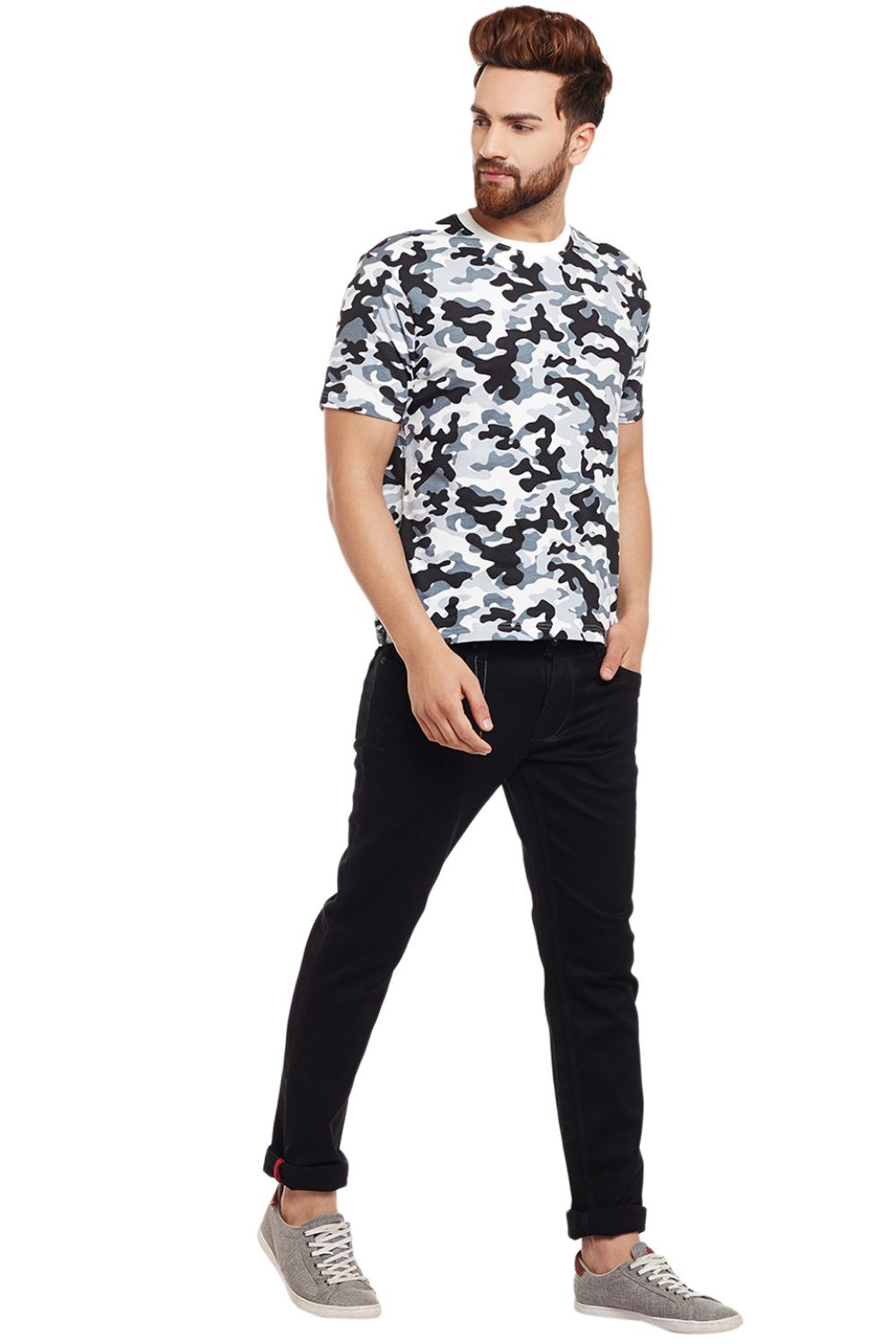 Visavi Men Camouflage T-shirt - GREY BLACK_3