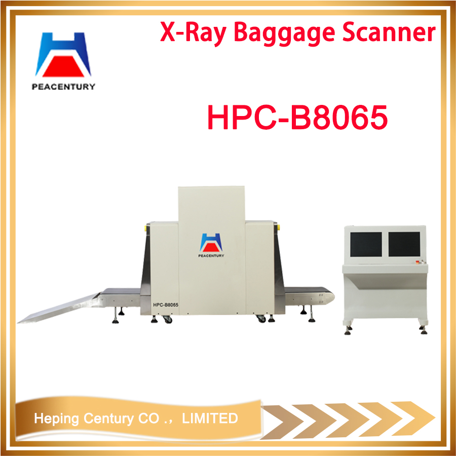 Big size x-ray luggage scanner used in metro station, security guide checking 8065