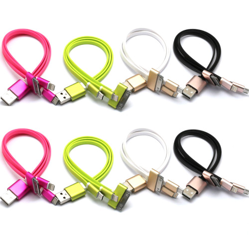 3 in 1 multifunctional universal usb charger cable for iphone 4 4s 5 5s 6 plus, ipad 2 3 4 mini air , samsung galaxy s3 s4 s5 other android smartphone 25cm colorful