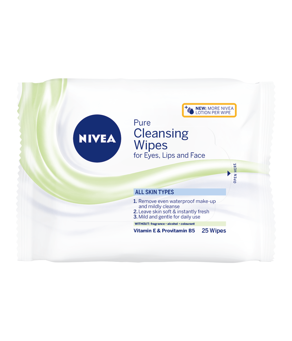 Nivea face wipes pure cleansing all skin types 25 wipes