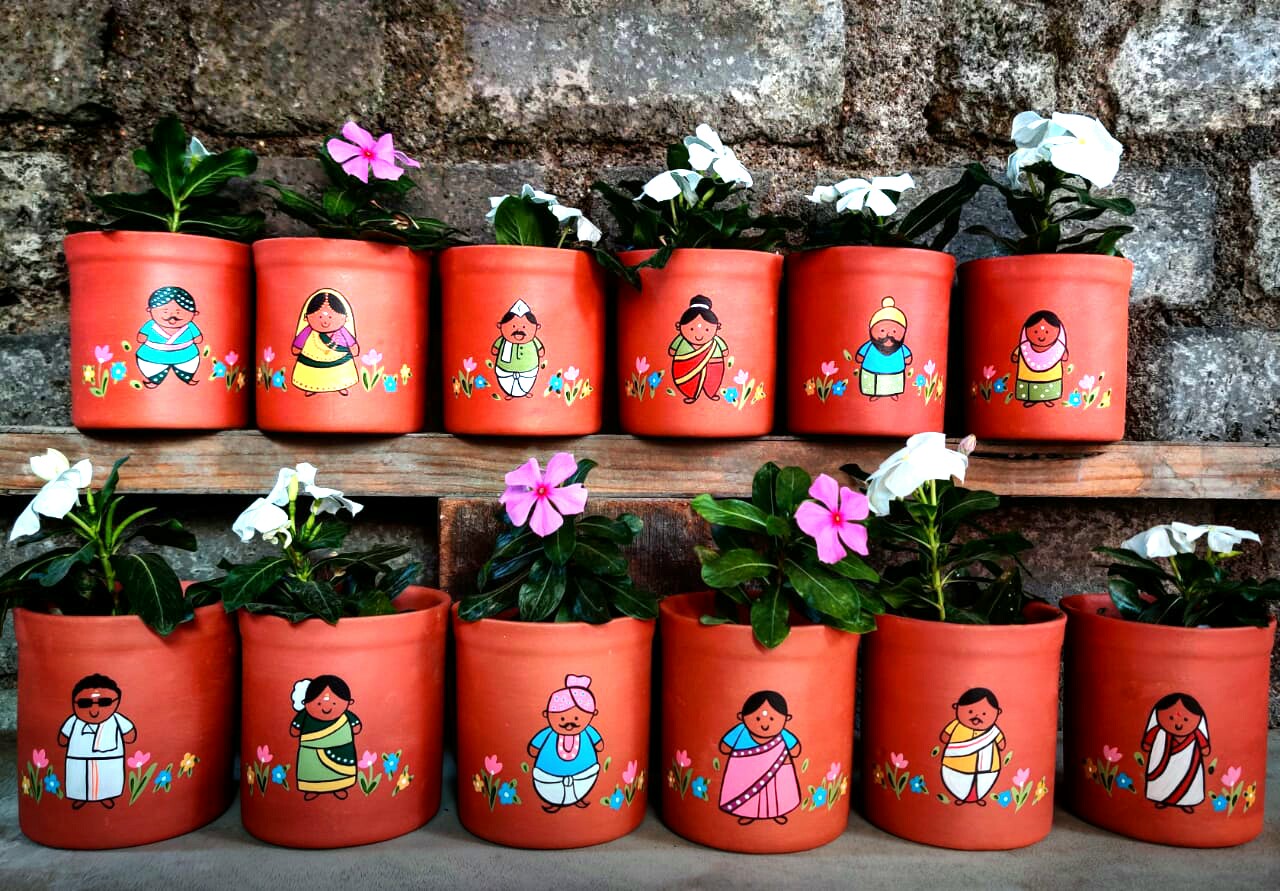 Terracotta pots, hand made design planter pot , flower vase