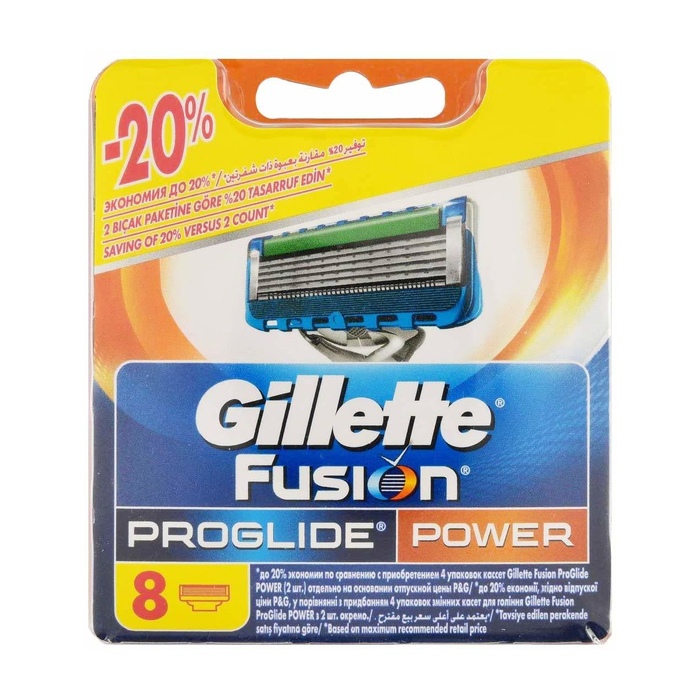Wholesale gillette fusion proglide power razor blades, pack of 8, for men