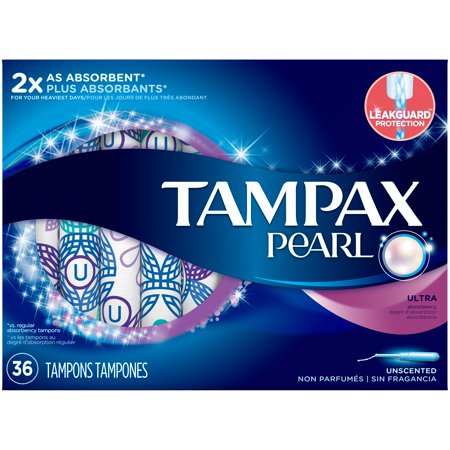 Wholesale tampax pocket pearl super absorbency with leakguard braid & unscented plastic tampons - 16ct