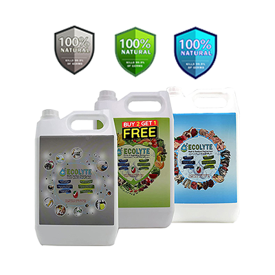 Ecolyte+ All in one Bundle (5Ltr, 3pcs) Buy Two get one Free | Multi Surface Disinfectant | Fruit and vegetable Disinfectant | Meat and Seafood Disinfectant | Complete Natural Disinfectant Bundle