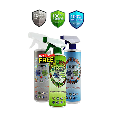 Ecolyte+ All in one Bundle ( 500 ml, 3pcs ) Buy Two get one Free | Multi Surface Disinfectant | Fruit and vegetable Disinfectant | Meat and Seafood Disinfectant | Complete Natural Disinfectant Bundle