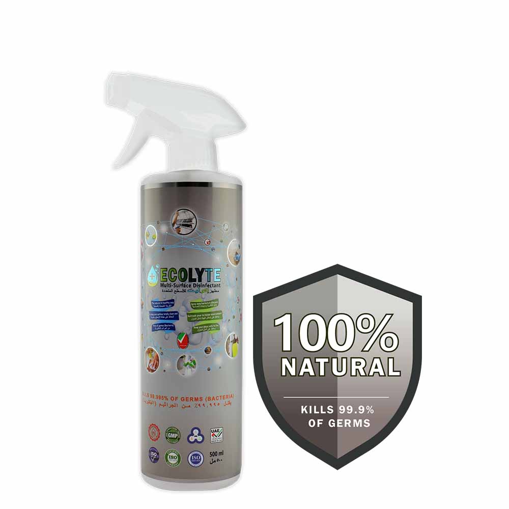Ecolyte Multi-Surface Disinfectant With Trigger Spray(500ml), 100% Natural, Kills 99.99% Germs & Viruses|Non-Toxic & Non-Alcoholic|Germ Protection|For Hospitals, Homes, Offices use|Safe for Kids & pets