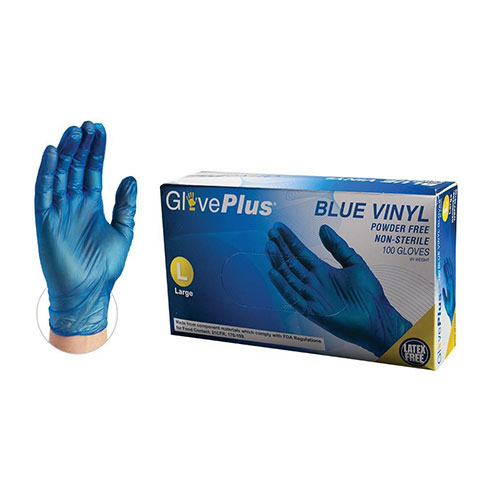 Blue Vinyl Gloves (Med / Lar) Powder Free (VIN-GLO-BM)
