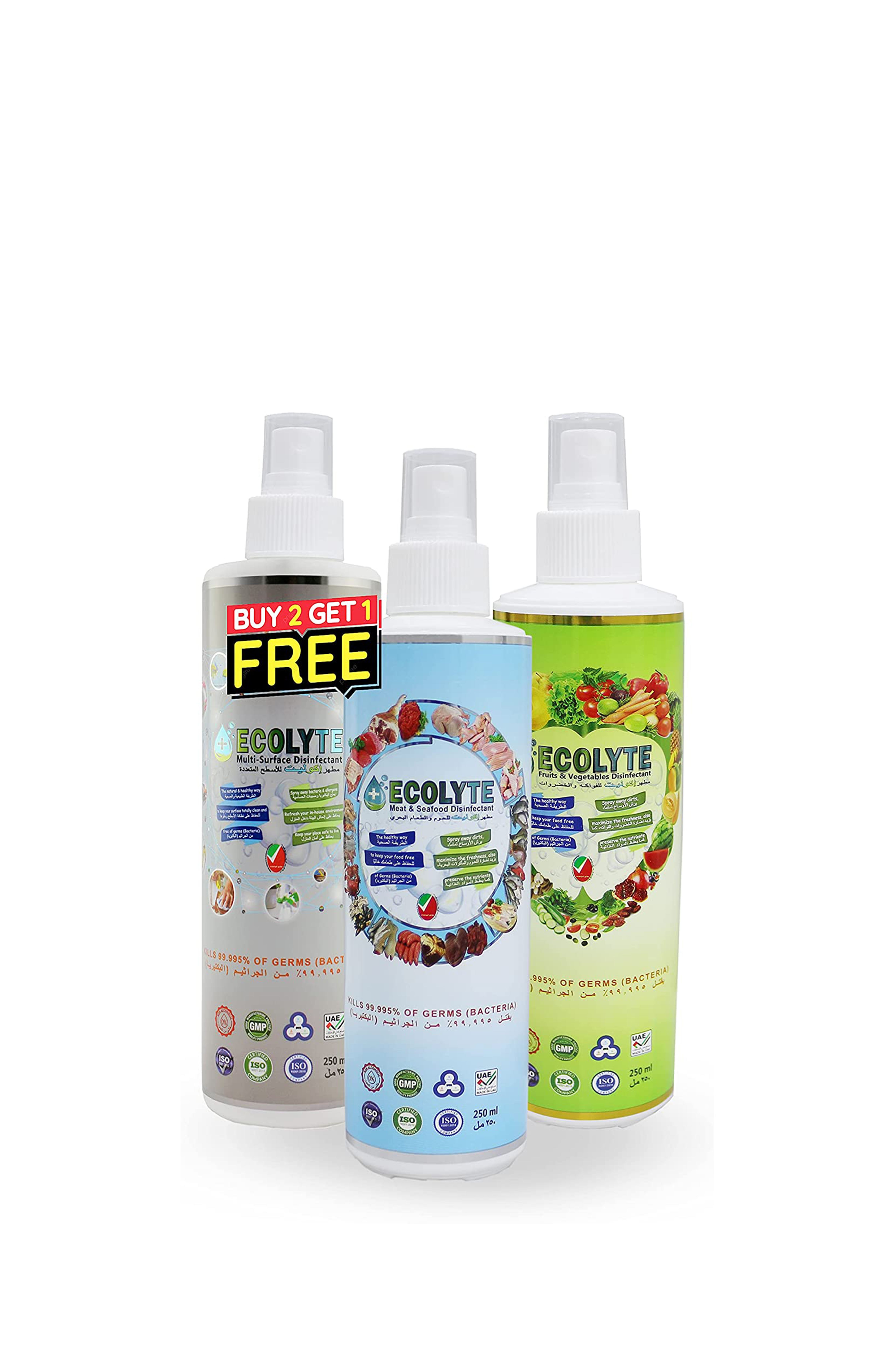 Ecolyte  safe 100% natural disinfectant spray (3x 250ml)