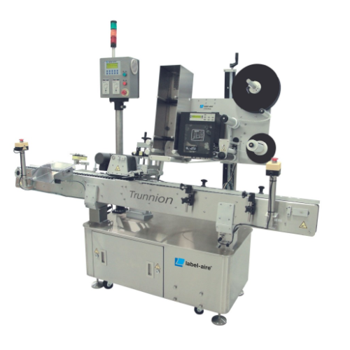 Labelling systems: inline trunnion series labeling system