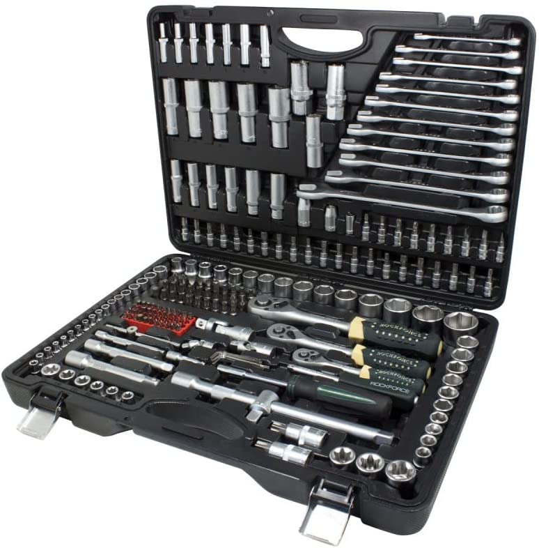 Rockforce 216-pieces tools set hand tool kits, home auto repair tool combination mixed tool sets with screwdriver socket wrench sets in toolbox storage case