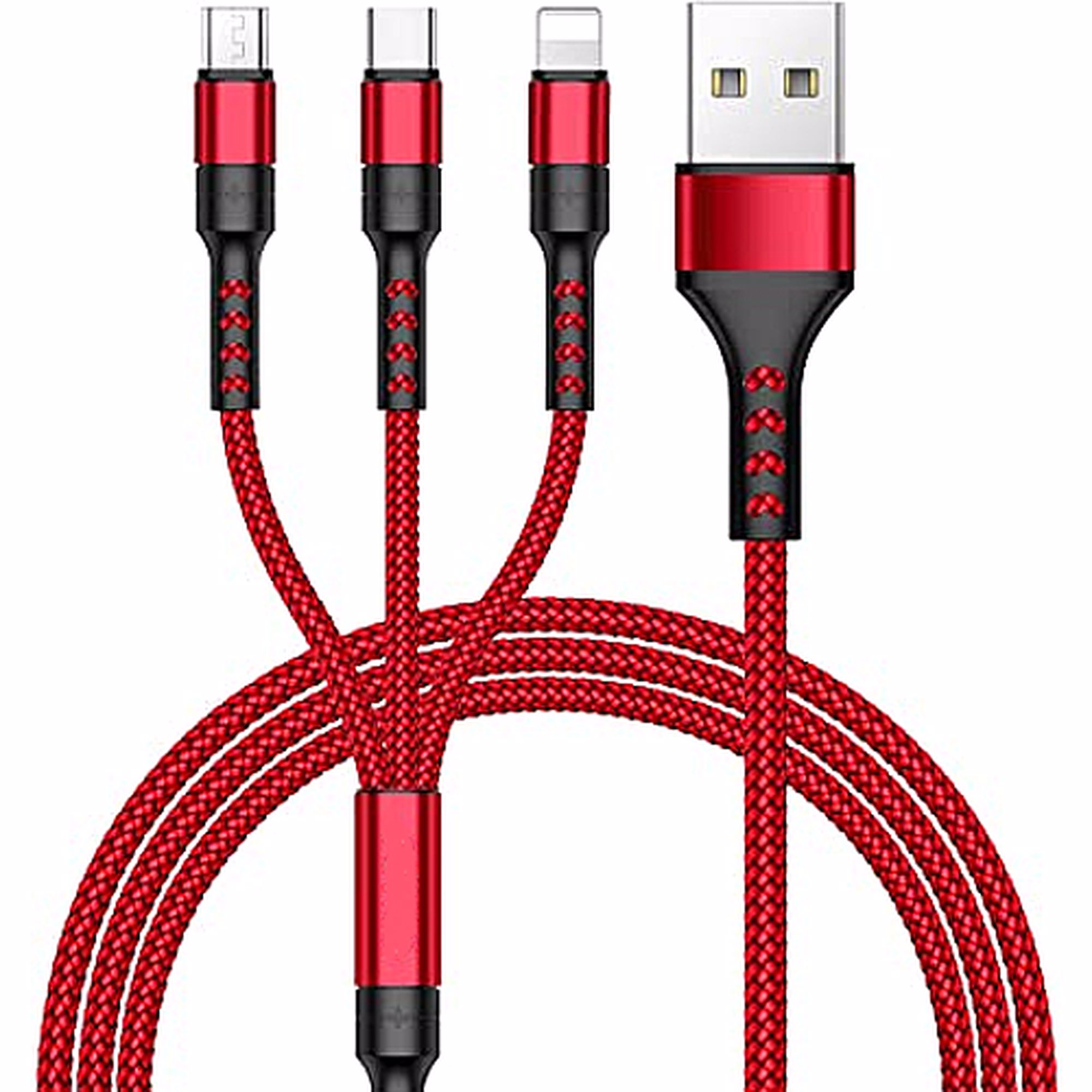 Nylon 3 in 1 fast Charging Cable for Type-C, Micro and iPhone Pins, Smart Charge 3 Port Data Charging Cable, power line(3 in 1 cable)_4