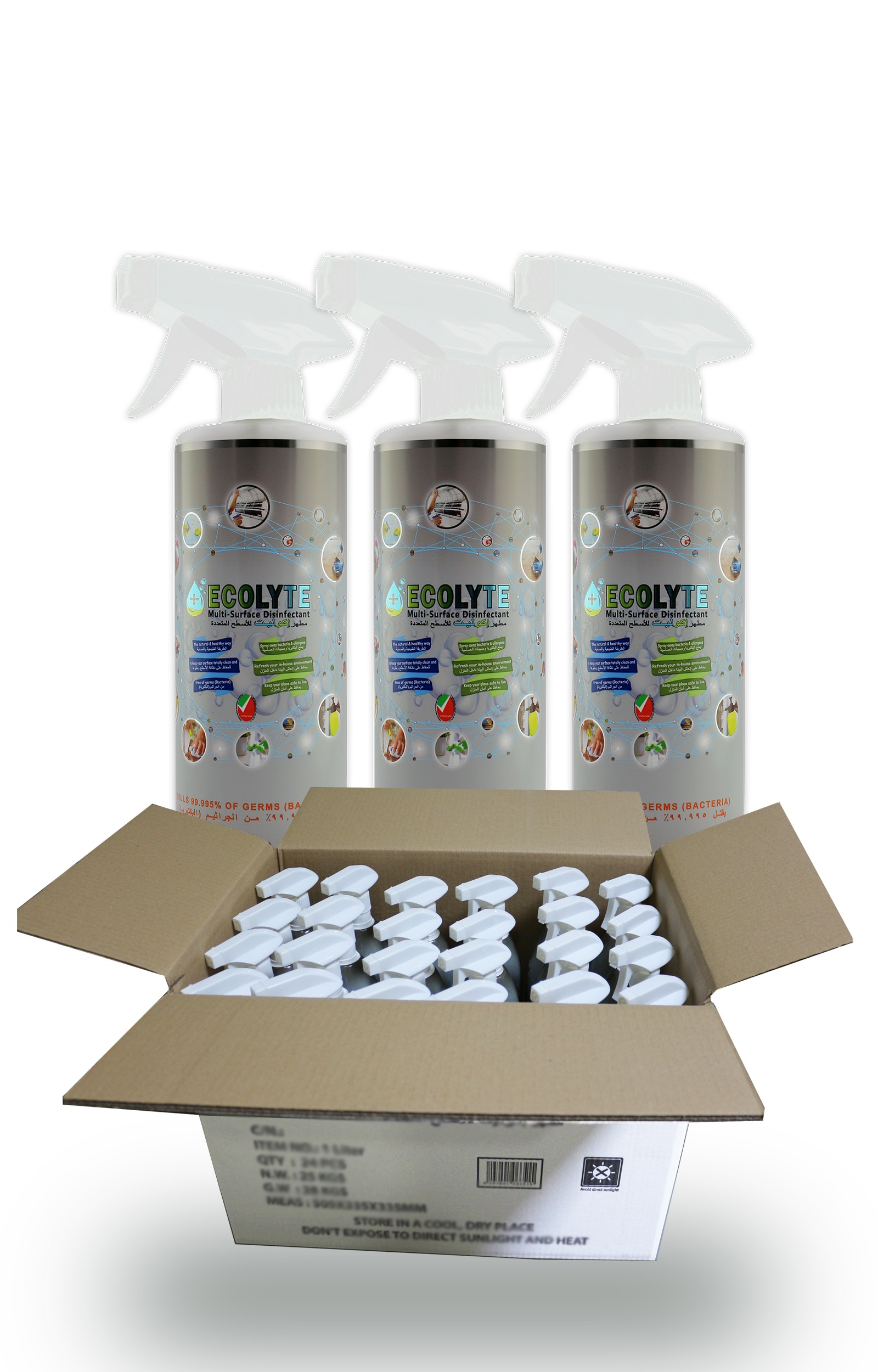 Ecolyte multi-surface disinfectant 100% natural - 500 ml x 24pcs