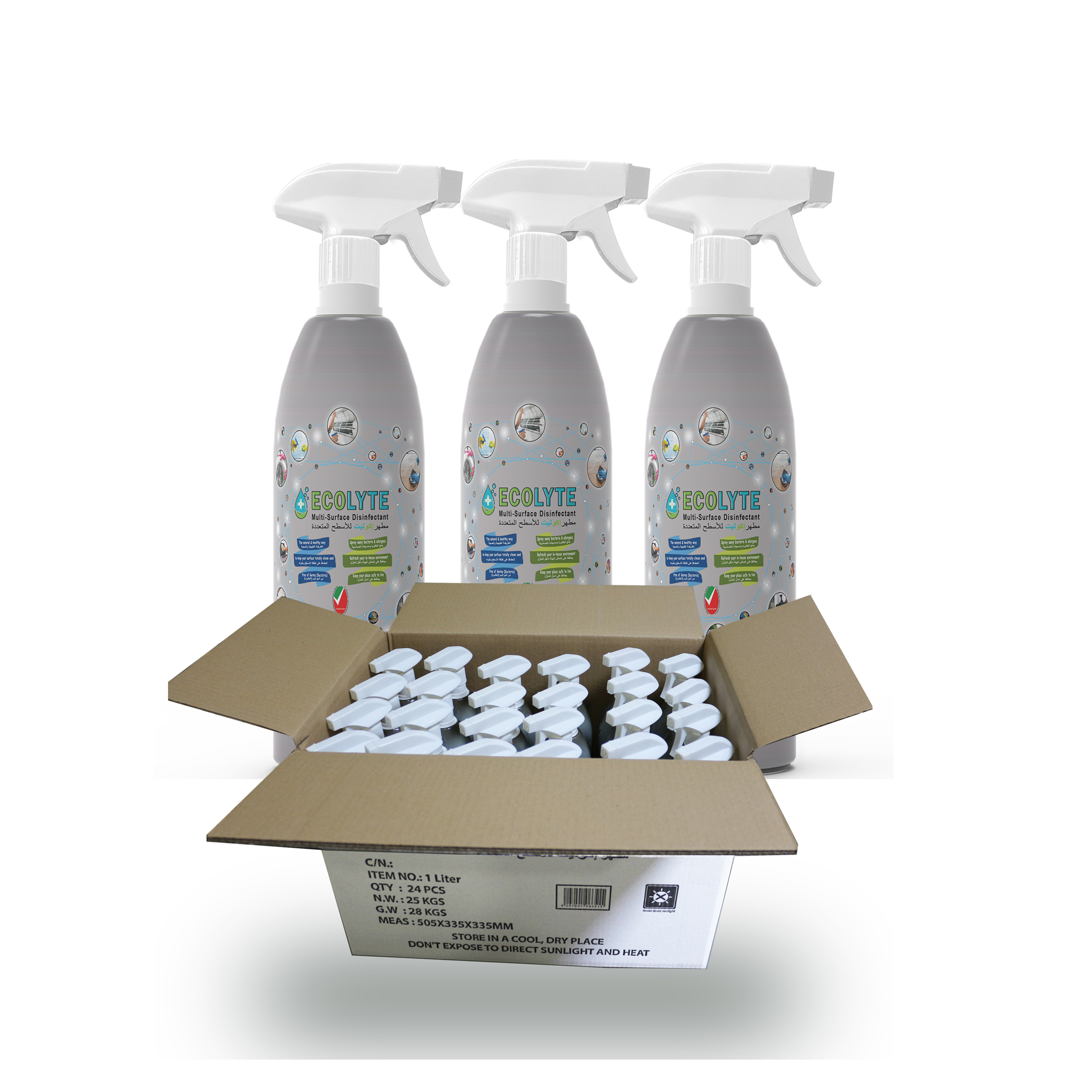 Ecolyte Multi-Surface Disinfectant 100% Natural - 1 Litre x24pcs
