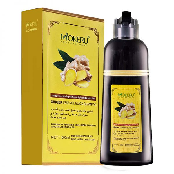 Mokeru ginger black hair shampoo organic pure natural hair dye 500 ml