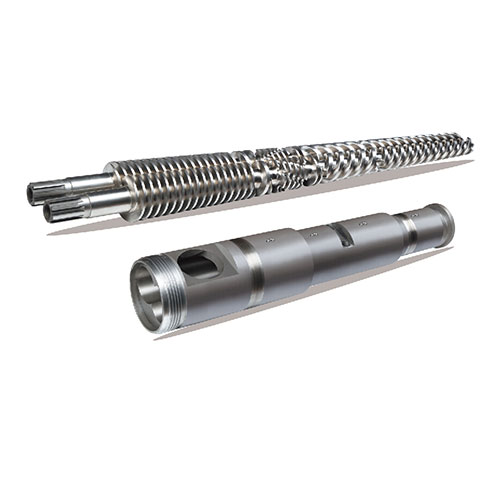 Conical-twin screw and barrel