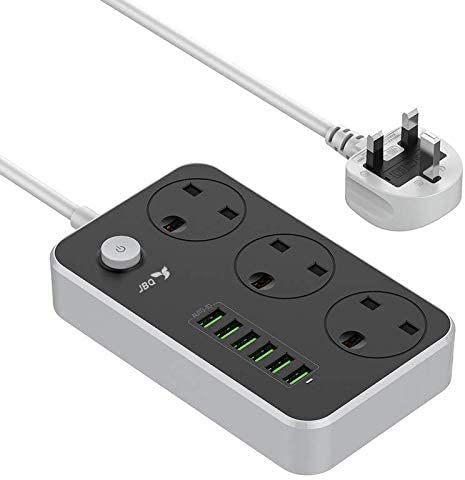 Jbq universal electrical outlet extension, 6 usb ports, 3 anti static power socket, 2 meters long cable, safety socket jbq11