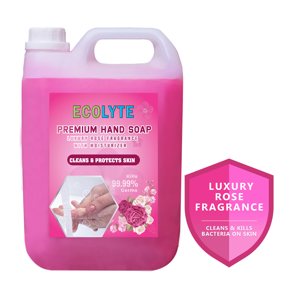 Ecolyte premium hand wash liquid refill - 5 liter - lovely rose - effective germ protection – liquid hand wash provides gentle and effective care – fragrant and soft