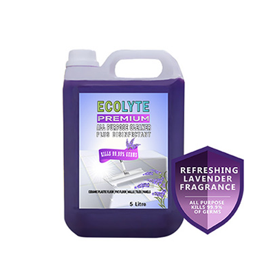 Ecolyte premium all purpose cleaner plus disinfectant, for hospital, home, office & commercial use for dirt, stains & germs, lavender scent, floor cleaning, 5l
