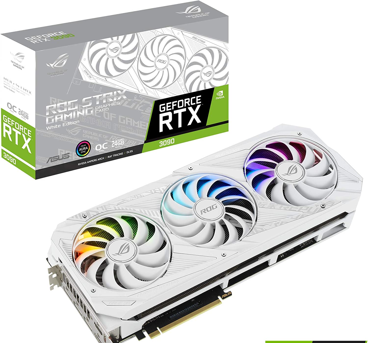 Asus rog strix nvidia geforce rtx™ 3090 white oc edition gaming graphics card