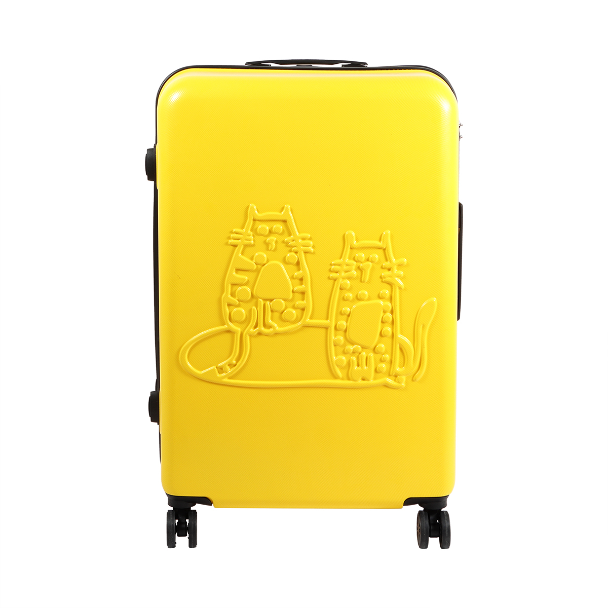 Biggdesign lightweight cats design carry on luggage with spinner wheel and lock system yellow 20-inch